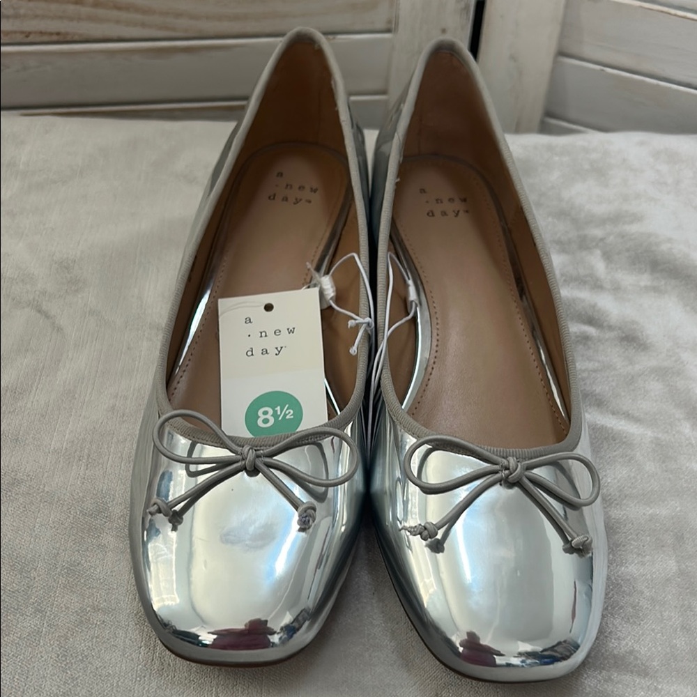 a new day Silver Mirror Ballet Flats